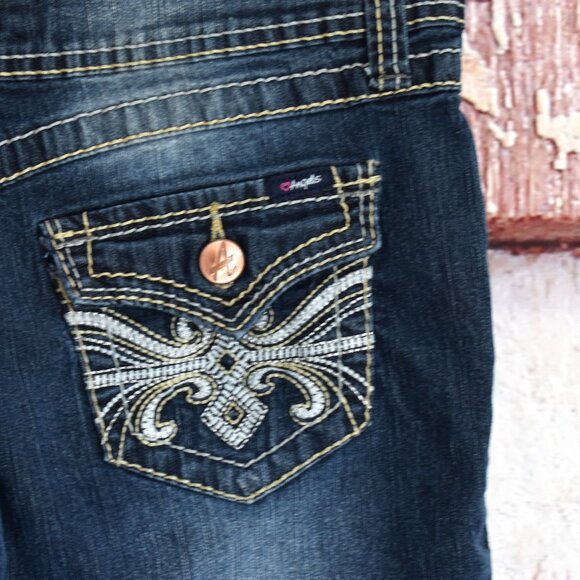 Women's Angels Jeans Denim Bootcut 22" Inseam SIZE 9 Dark Wash - Picture 9 of 10